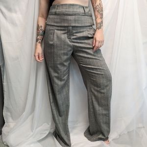 Christopher Esber grey wool double belted trousers size 12/large